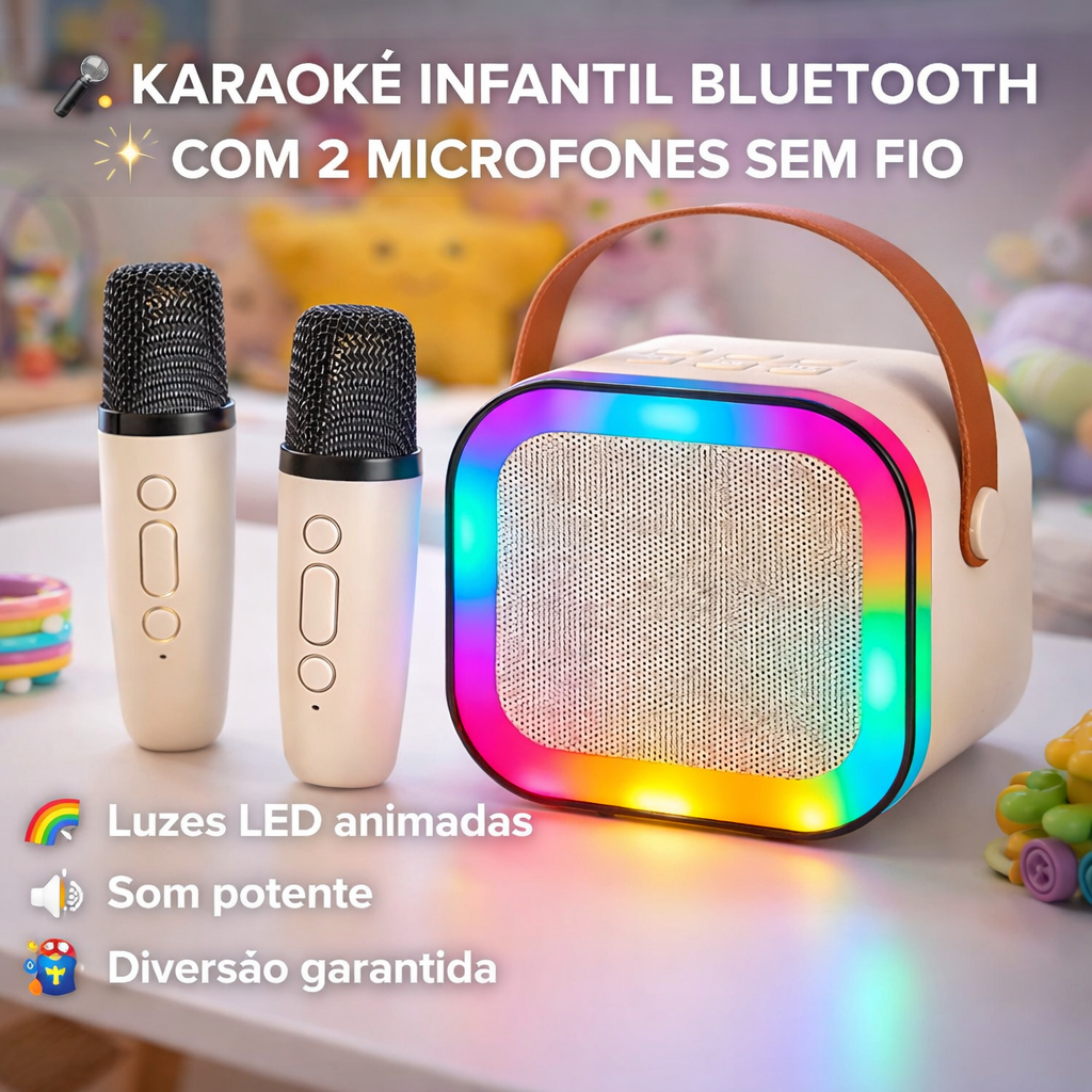 Caixa de Som Bluetooth Portatil Karaoke Com Microfone K12 Mini Sem Fio