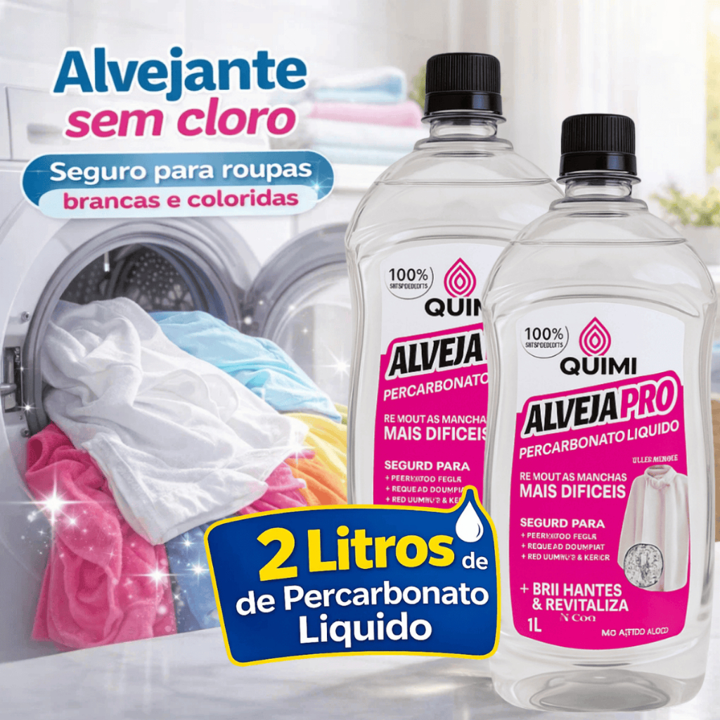 Percarbonato Líquido Alvejante Sem Cloro Remove Manchas Tenis Toalhas Roupas Brancas Coloridas 2L em Oferta na Shopee