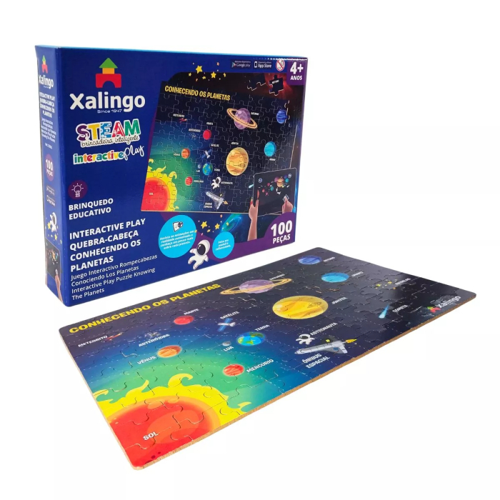 Quebra cabeça interativo dos planetas - CONHECENDO OS PLANETAS  Brinquedos Xalingo JOGO EDUCATIVO PEDAGOGICO - 53265