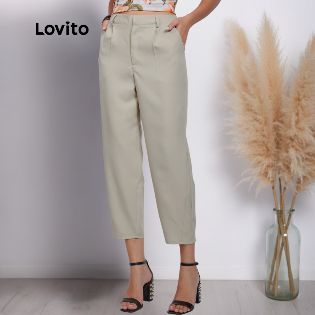 Lovito Calça Reta Cenoura Basica Alfaiataria Moda Feminina BRPTB1237BRL1267