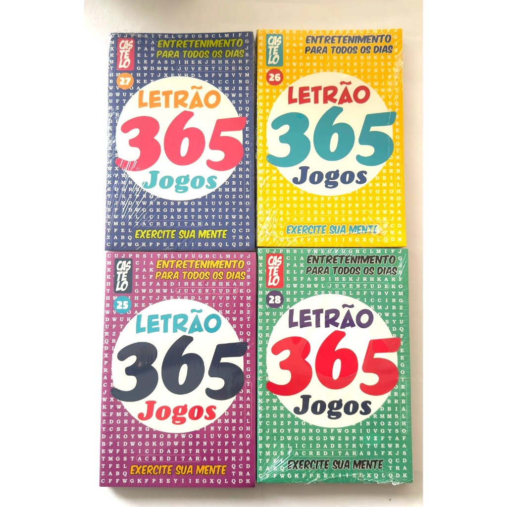 KIT 4 LIVROS 365 PASSATEMPO CAÇA PALAVRA LETRÃO