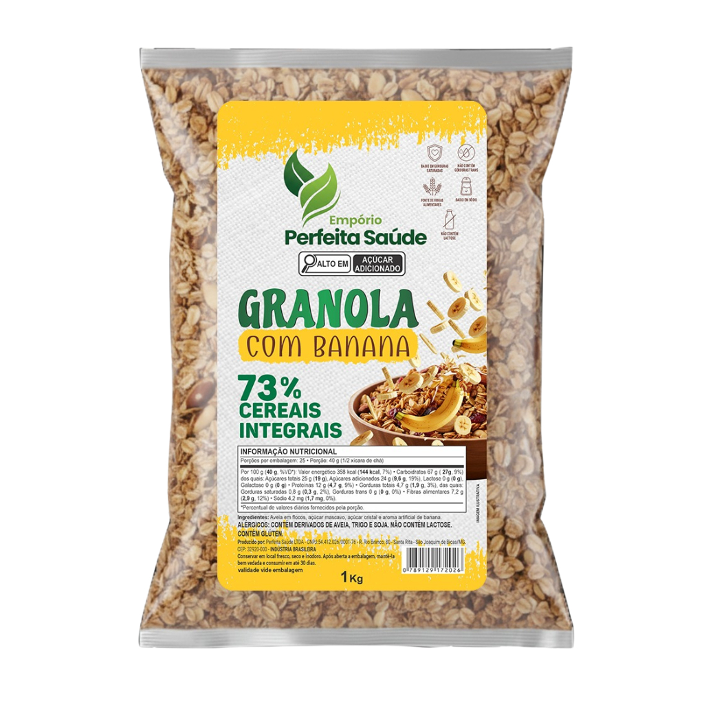 Granola Crocante com Sabor Banana Rica em Fibras