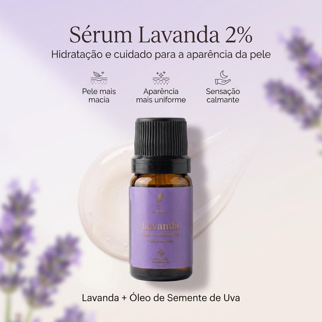 Sérum Lavanda 2% AVAH 10ml | Hidratação, Clareamento de manchas na pele e melasma | Pronto para usar