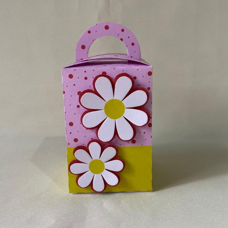 Caixas Alça personalizada no tema Margaridas rosa com 10/20/30 unidades - caixinha personalizada – lembrancinhas