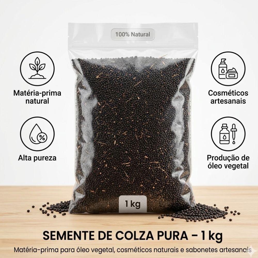 Semente de Colza 1kg Pura Natural – Para Óleo Vegetal, Cosméticos Naturais, artesanal e Sabonetes