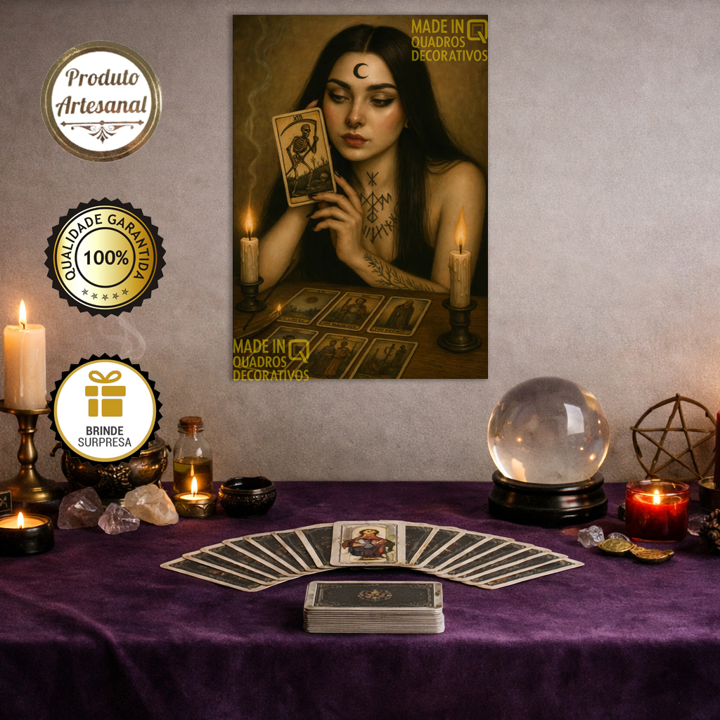 Quadro Decorativo Cartomante, Magia, Tarô, Tarot, Cartas, Baralho Cigano, Altar, Assentamento, Bruxa