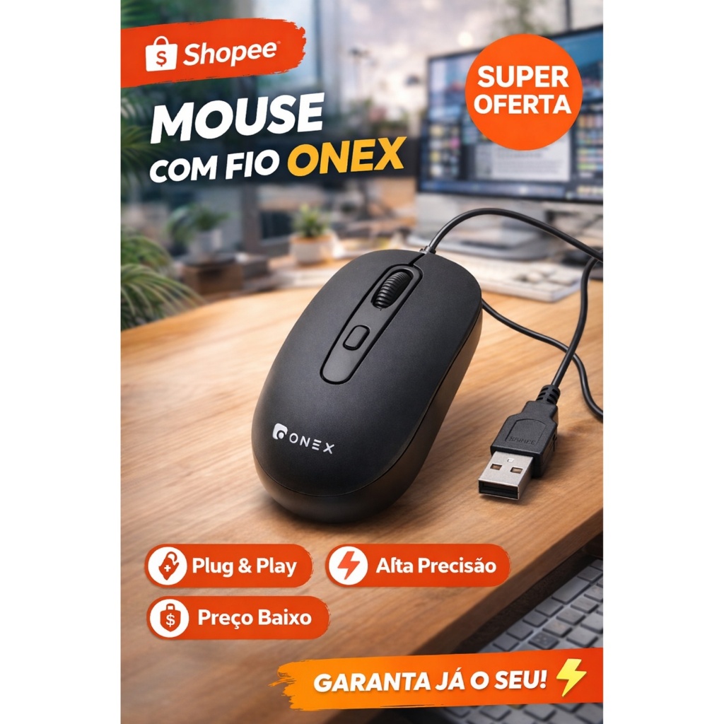 Mouse com Fio Onex JP-2513