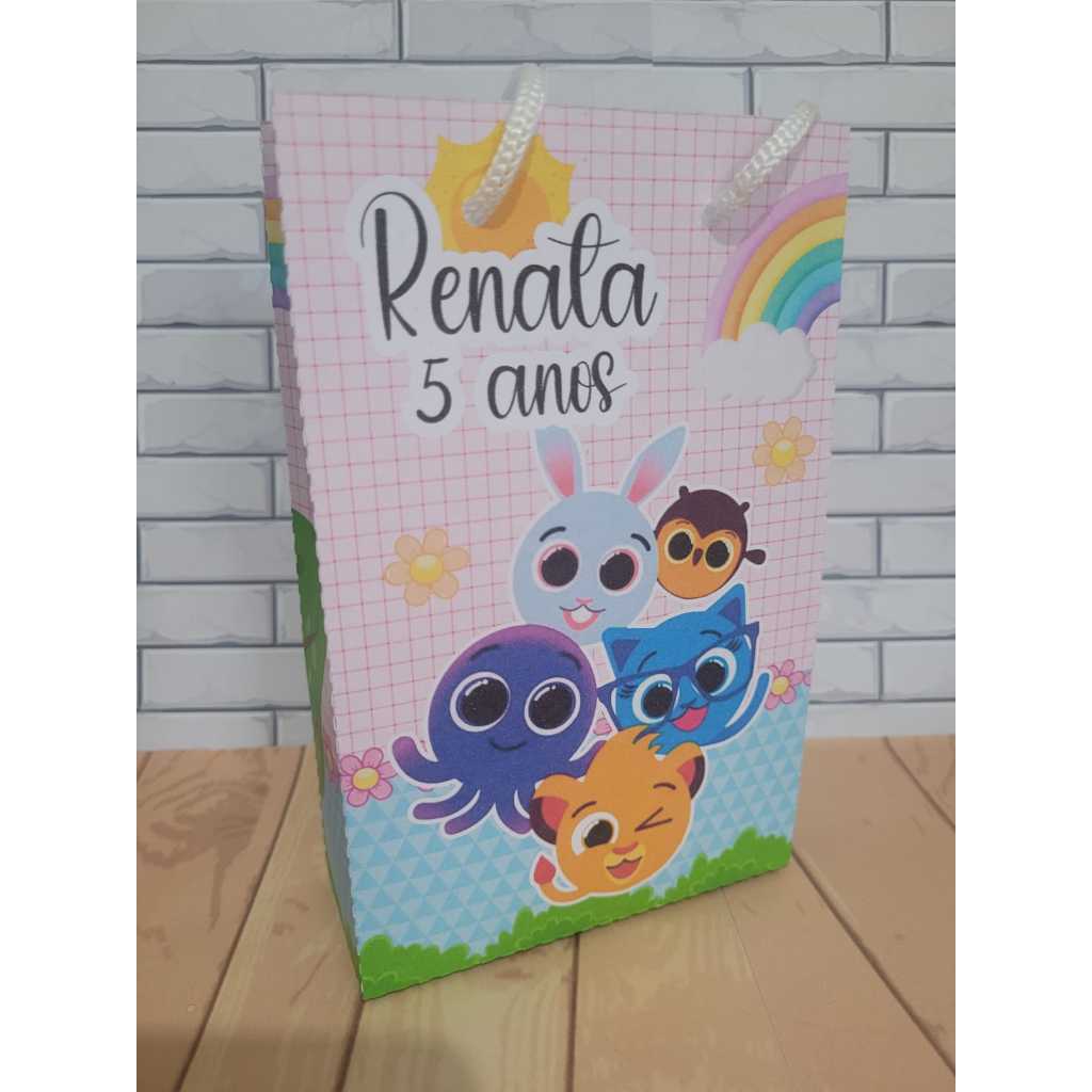 Sacolinha Surpresa Personalizada Lembrancinha Bolofofos Rosa PEGUE E MONTE