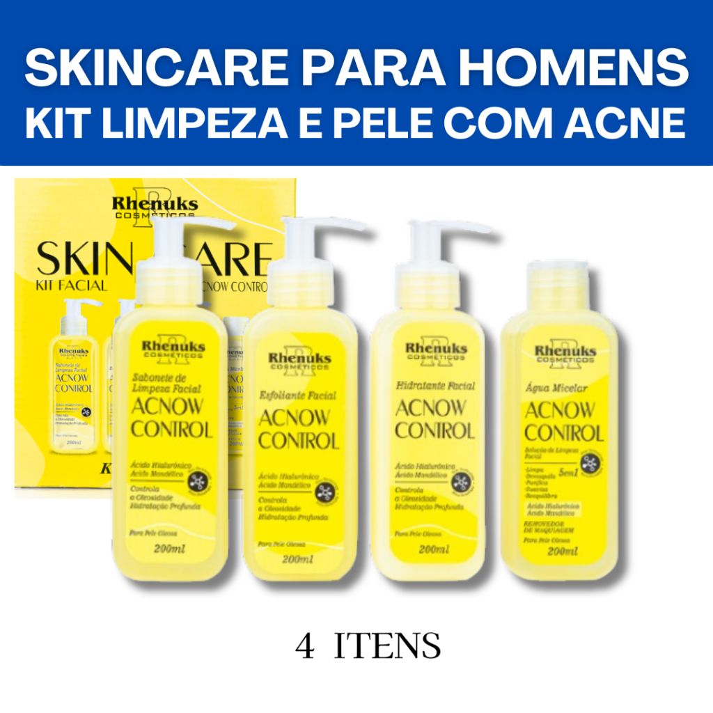 Kit Skincare Masculino Anti Acne  Limpeza Completa Rhenuks  4 ITENS em Oferta na Shopee