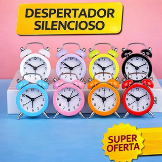 Mini Relógio Despertador de Mesa Pequeno Redondo Colorido