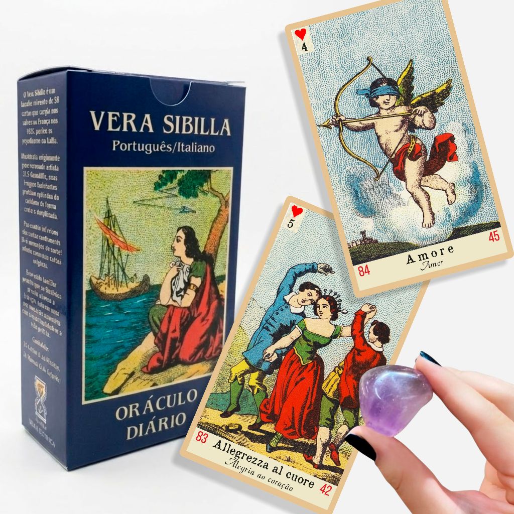 O Verdadeiro Baralho Vera Sibilla Italiana Cartas Grandes Português/Italiano + Livreto