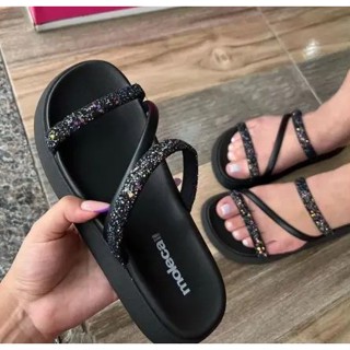 Sandália Papete Birken Brilho Blogueira Moleca 5469121 PROMOÇÃO 30%OFF em Oferta na Shopee