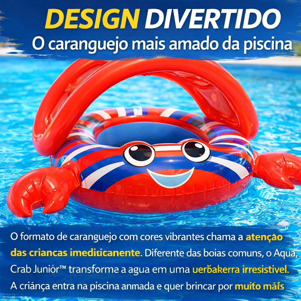 Boia Infantil Caranguejo com Cobertura – Flutuador Bebê Seguro para Piscina e Praia