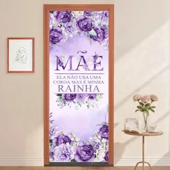 Capa para Porta Dia das Mães Decoração Veste Fácil Em Tecido Sublimado 0,80x2,10m – PTA-55