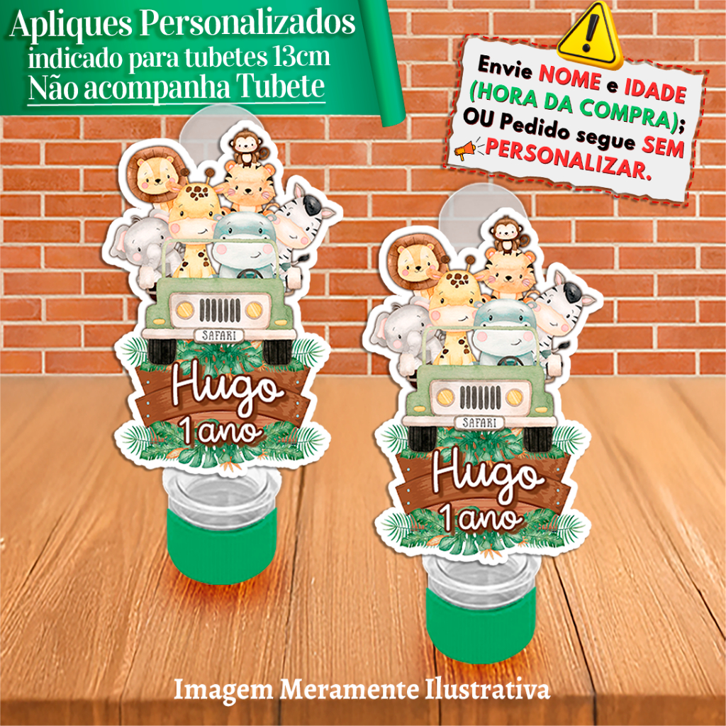 Apliques Personalizados Poderoso Chefinho STITCH Patinhos Coloridos SAFARI Barbie – Indicados para Tubetes de 13 cm