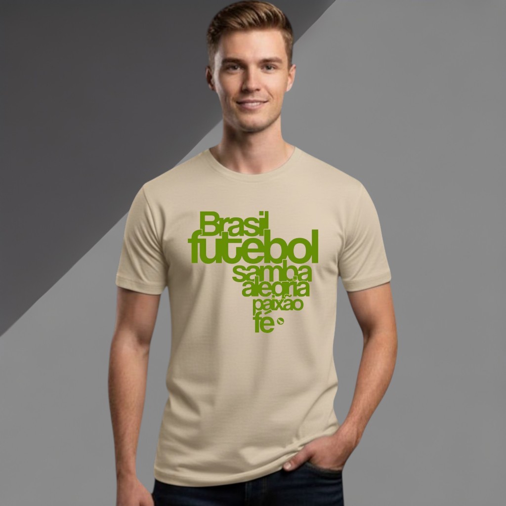 Camiseta estampada antigus unissex copa do mundo brasil futebol samba alegria paixão e fé hexacampeão 2026