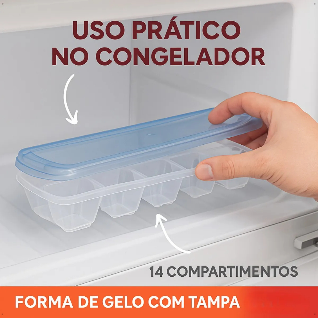Kit 4 Formas De Gelo Com Tampa Empilhável Azul Celeste Bande Azul-celeste