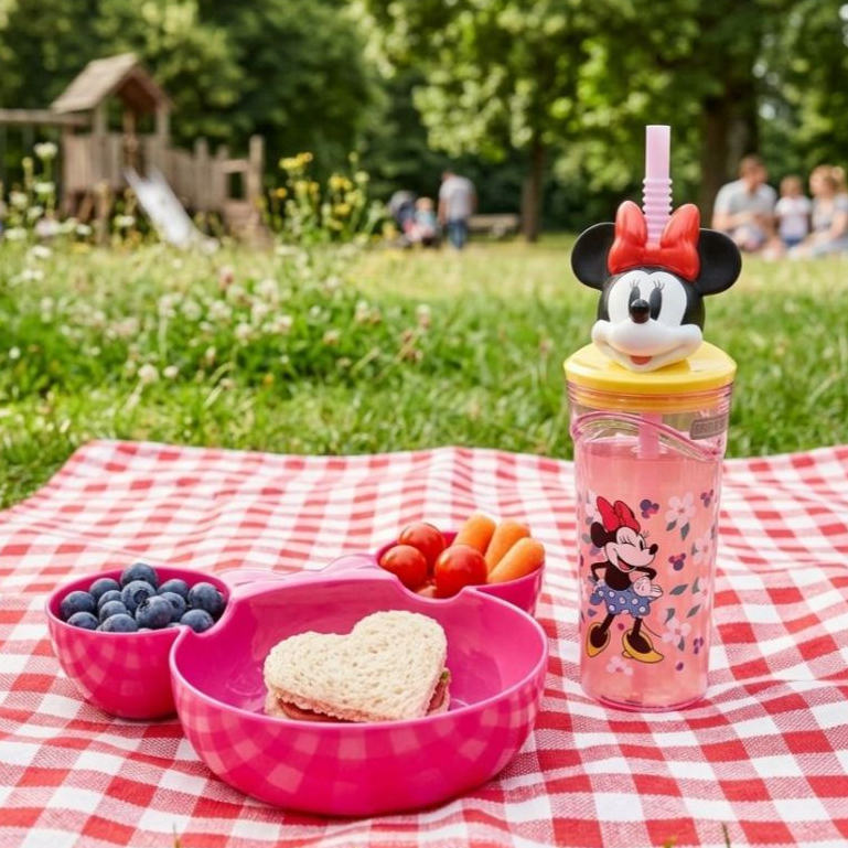 Copo Escolar Infantil Ludico Resistente com Canudo Flexivel Licenciado Disney Minnie 360 ml em Oferta na Shopee