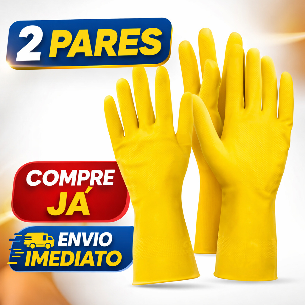 2 Pares Luva De Latex Amarela Multiuso Limpeza Luva Amarela Borracha Luva Para Limpeza
