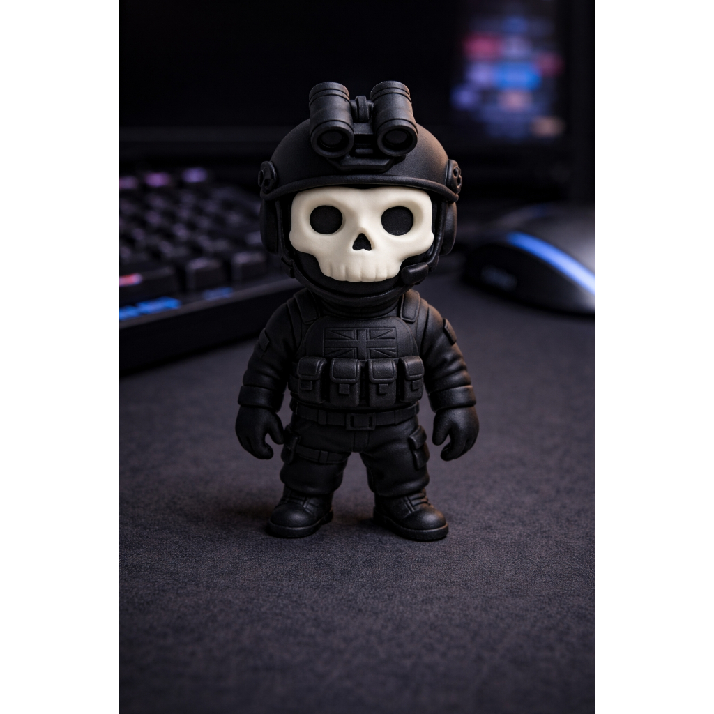 Chaveiro Ghost Call of Duty COD Gamer 3D 5cm Miniatura FPS Geek Colecionável PLA