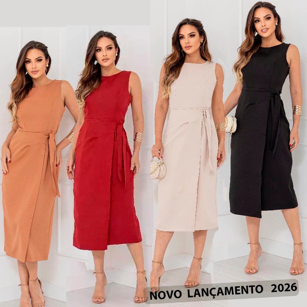 Vestido Feminino luxo mais desejado 2026 | tem zíper |  confortável e elegante 2026 em Oferta na Shopee