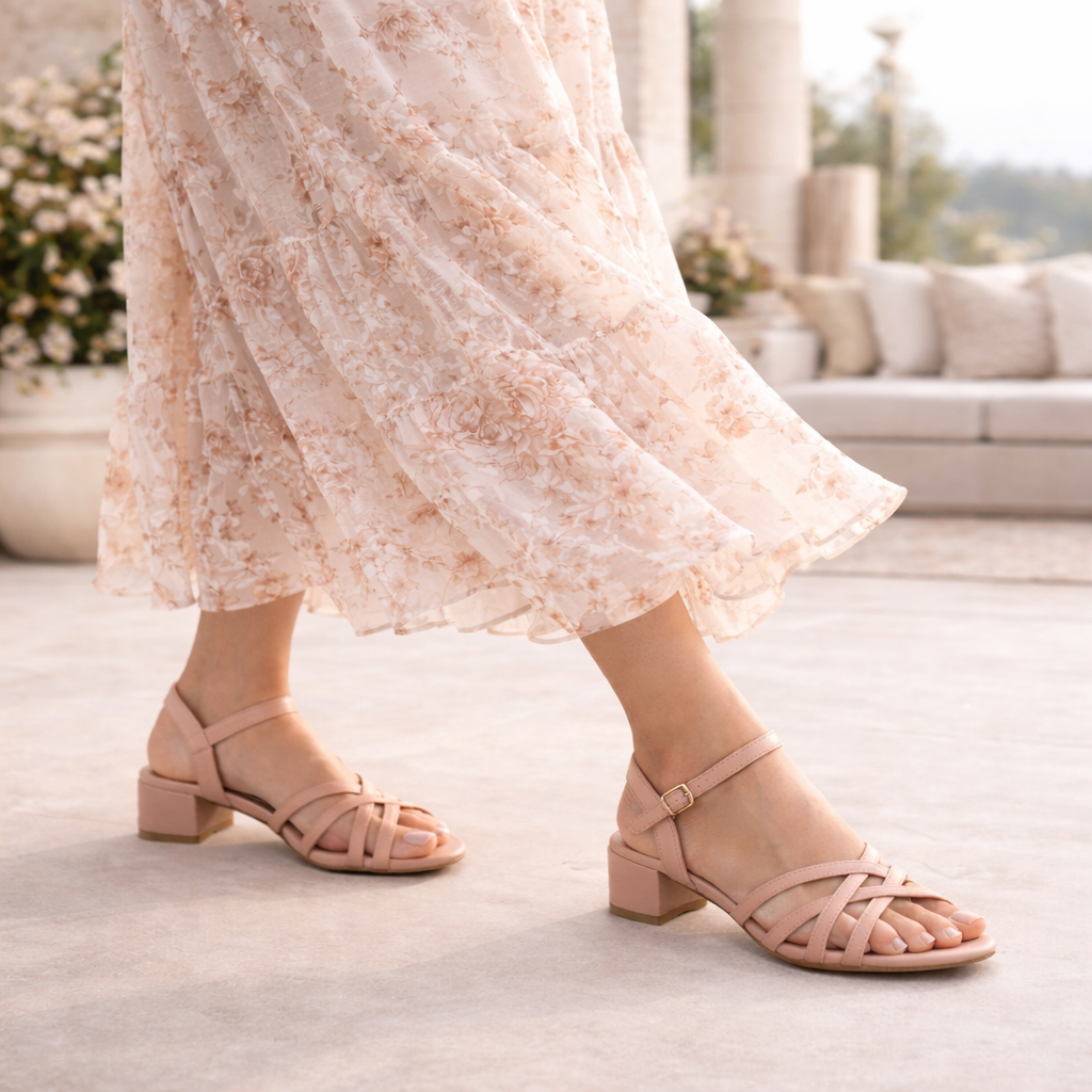 Sandália Feminina Saltinho Baixo Tira Fivela Trançada Básica Confortável Promoção Tendência Original em Oferta na Shopee