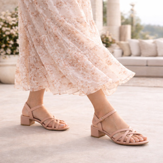 Sandália Feminina Saltinho Baixo Tira Fivela Trançada Básica Confortável Promoção Tendência Original em Oferta na Shopee