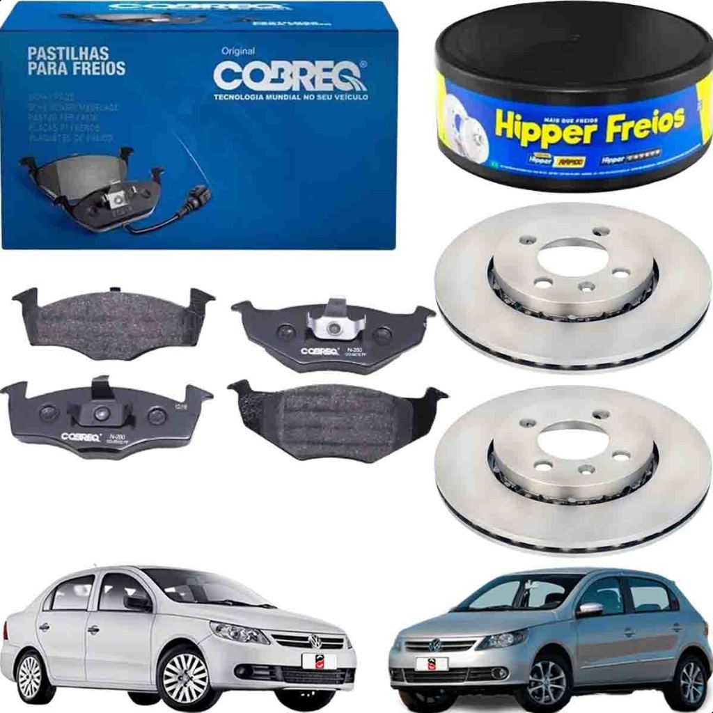 Par Disco Freio + Pastilhas Gol G5 1.0 Aro 13 2008 +