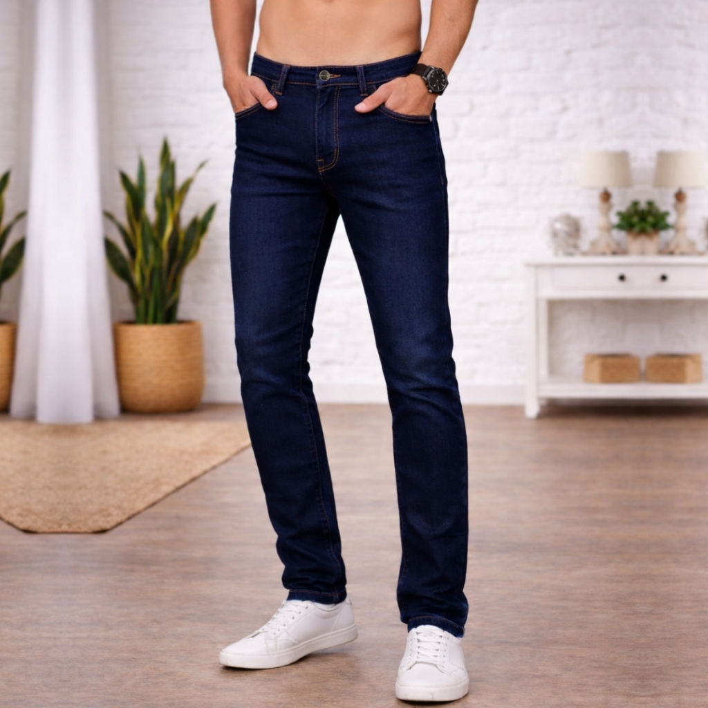 Calça Jeans Masculina Skinny Slim Com Lycra