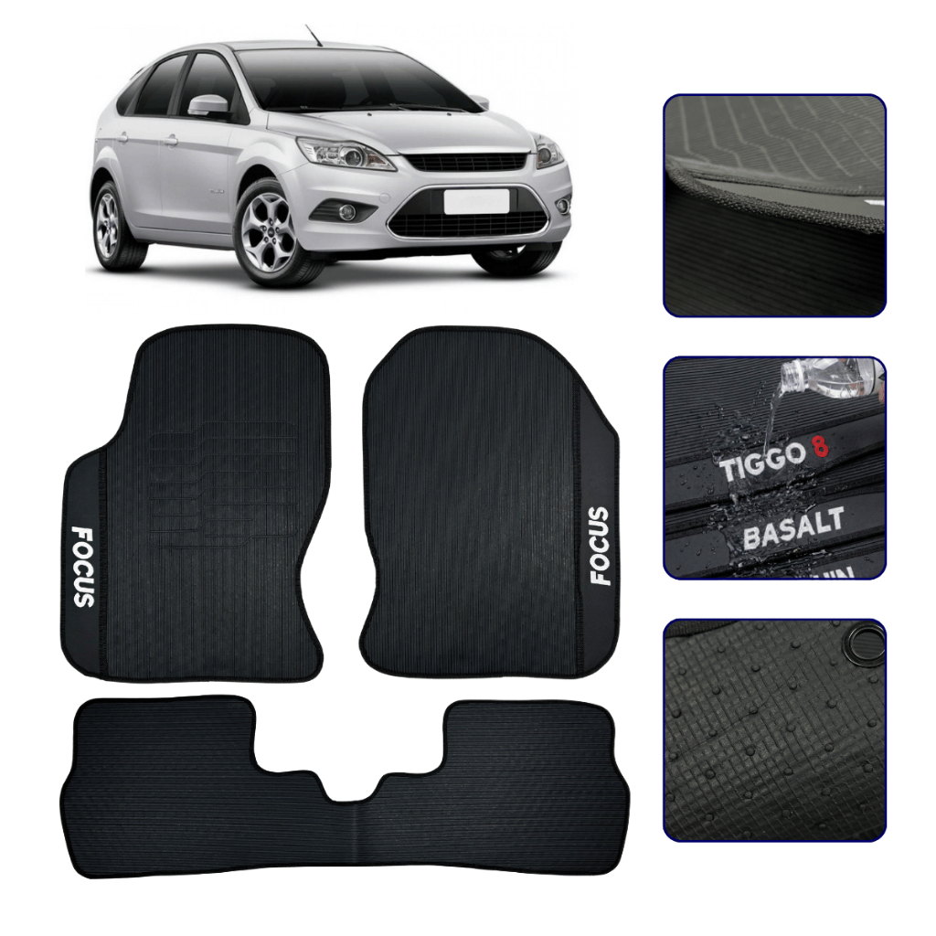 Jogo de Tapete Emborrachado Para Focus 2009 2010 2011 2012 2013 2014 Kit Automot