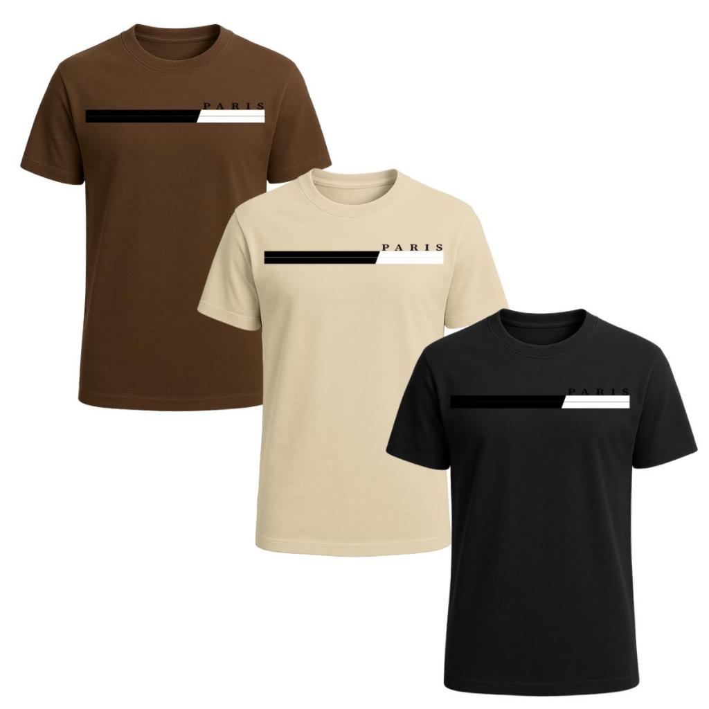 Kit 3 Camisas Masculinas 100% Algodão Premium Conforto Moda Casual Street Paris