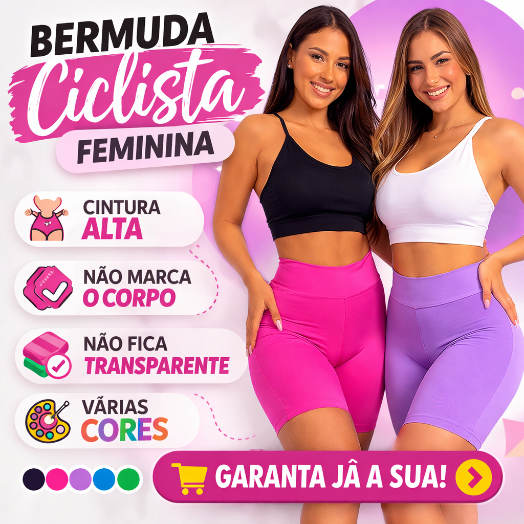 Bermuda Ciclista Feminina Cintura Alta Academia Fitness Não Fica Transparente Shorts Feminino Suplex