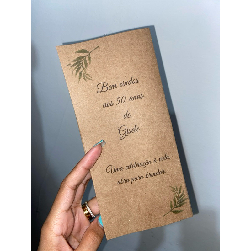 Kit menu rústico papel kraft 45 unidades