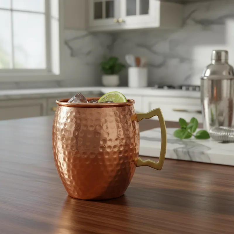 Caneca Moscow Mule Em Cobre Puro 500 ML Martelada ( Kit Com 4 Unidades )
