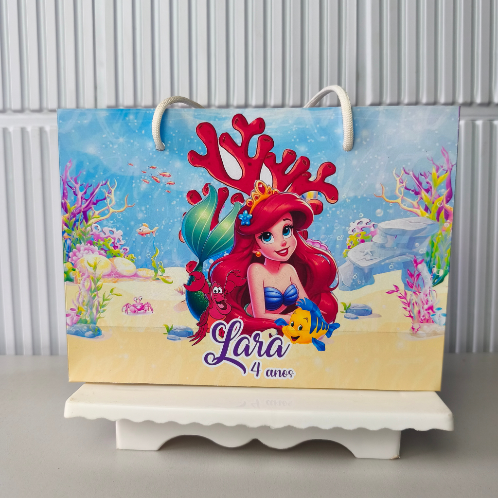 SACOLINHA PERSONALIZADA PEGUE E MONTE PEQUENA SEREIA Lembrancinha Festa infantil sacolinha surpresa