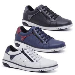Kit 3 Sapatênis Masculino Star Fox Casual Fechamento Elástico e Zíper A6
