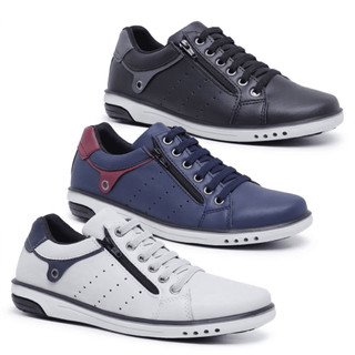 Kit 3 Sapatênis Masculino Star Fox Casual Fechamento Elástico e Zíper A6