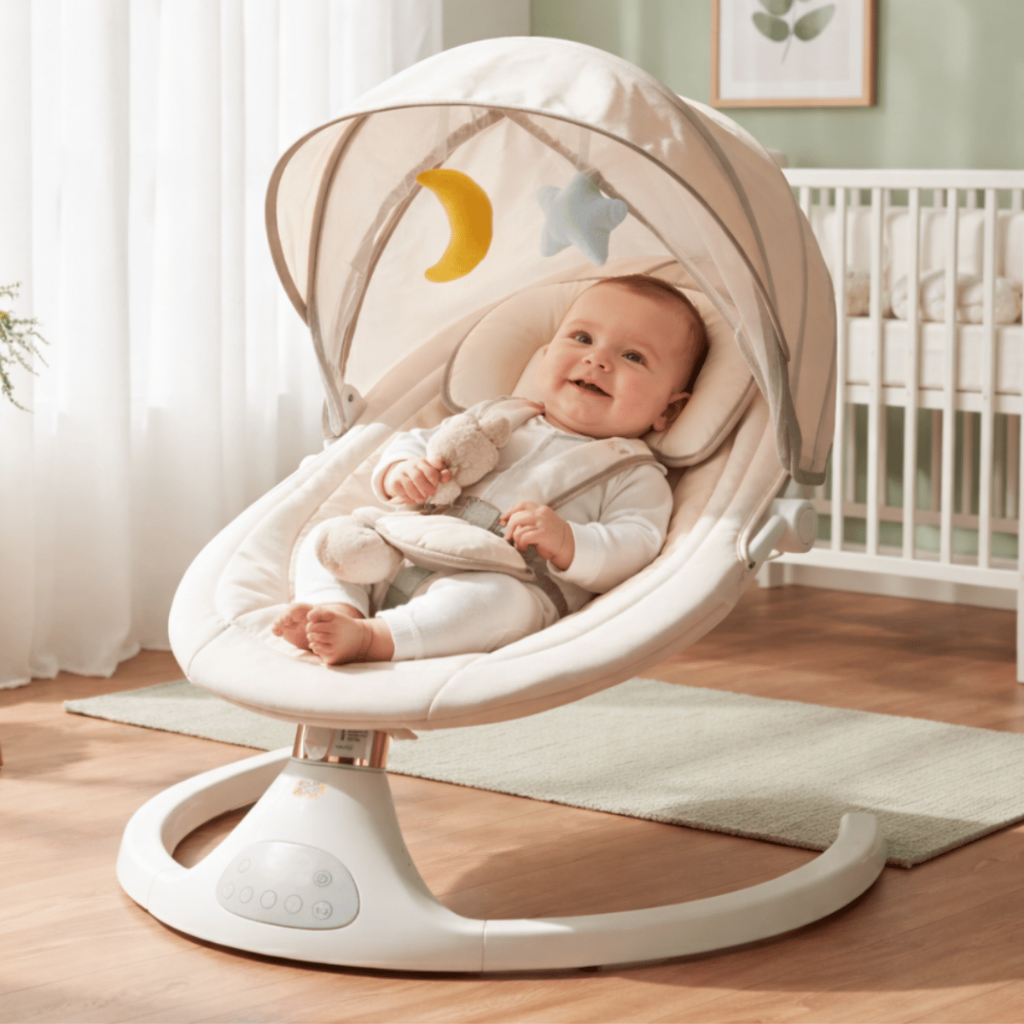 Cadeira de Descanso e Balanço Elétrica para Bebê Baby Style com Música, Mosquiteiro Controle Remoto