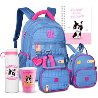 Kit Mochila Escolar Estojo Box Lancheira Térmica Rebecca Bonbon 2026 Pelúcia RB Metalizado em Oferta na Shopee