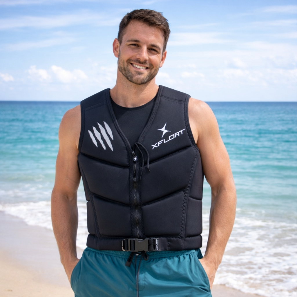 Xfloat Colete Homologado Salva Vidas Preto Enzo 2.0 Jetski Lancha