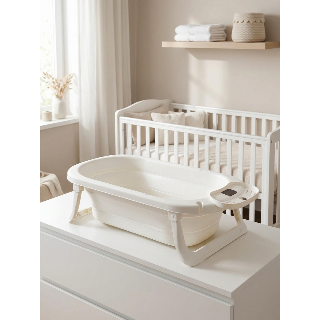 Banheira Infantil 36 Litros Dobrável Silicone Compacta para Banho Bebê