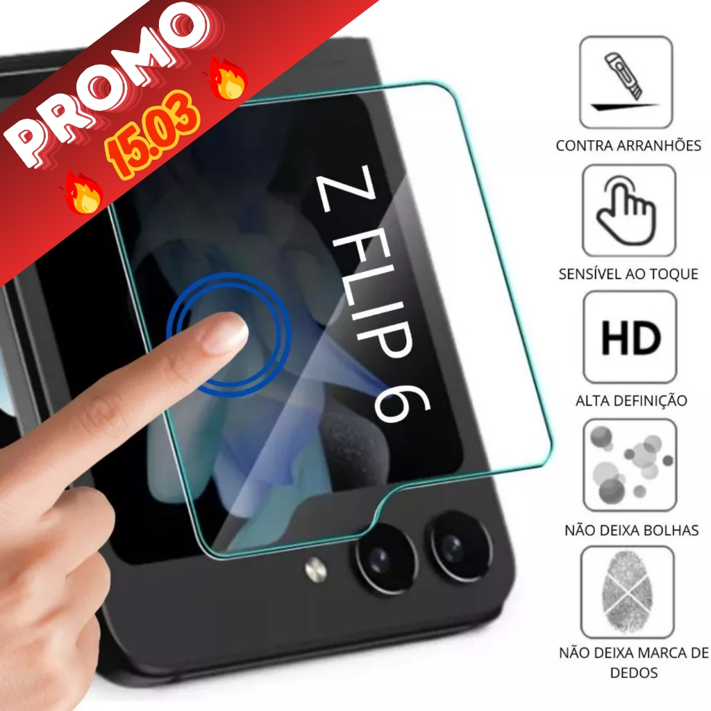 Pelicula de Tela Traseira Para Z Flip 6 Vidro Temperado em Oferta na Shopee