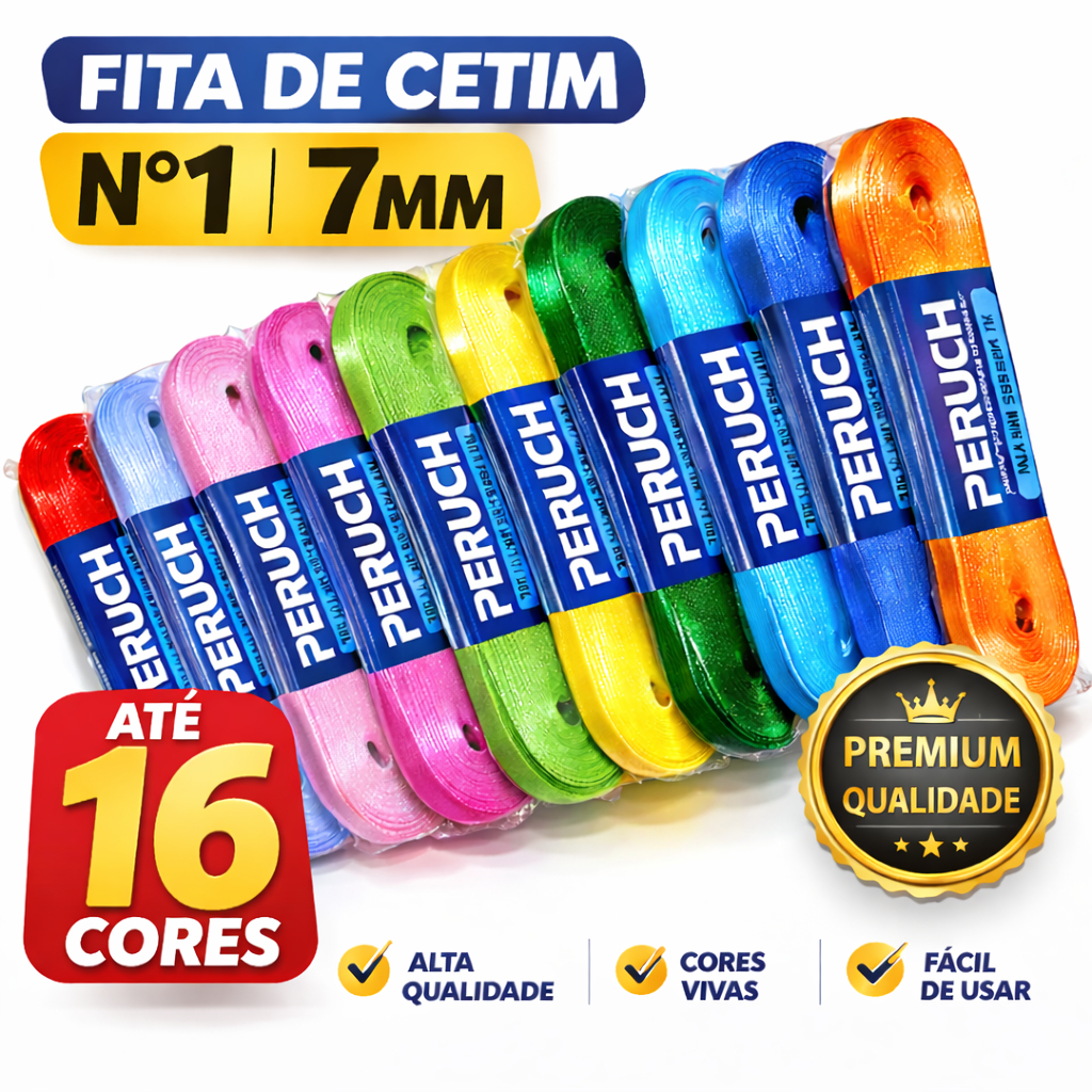 Kit 16 Fita de Cetim Fina N°1 7mm Todas as Cores | Até 160 Metros - Presente Artesanato e Costura em Oferta na Shopee