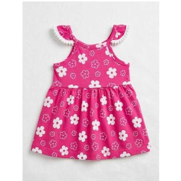Vestido Infantil Bebê Menina Pink Floral com Flores Brancas – Vestido Bebê Delicado e Confortável