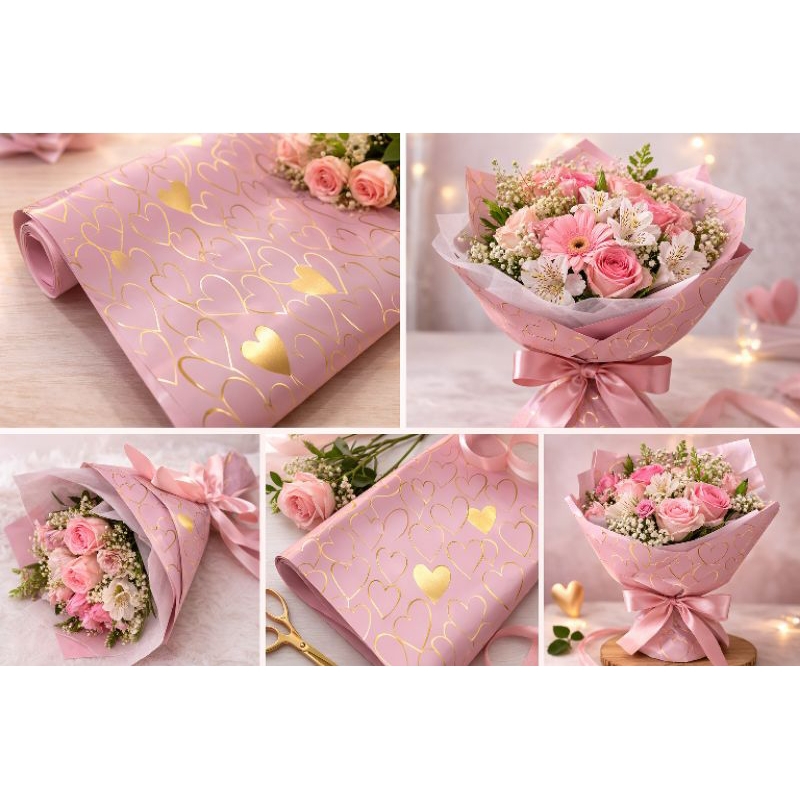 Poli Sujinho Modern Love Vermelho Ouro 49Cm x 69cm 10 Folhas