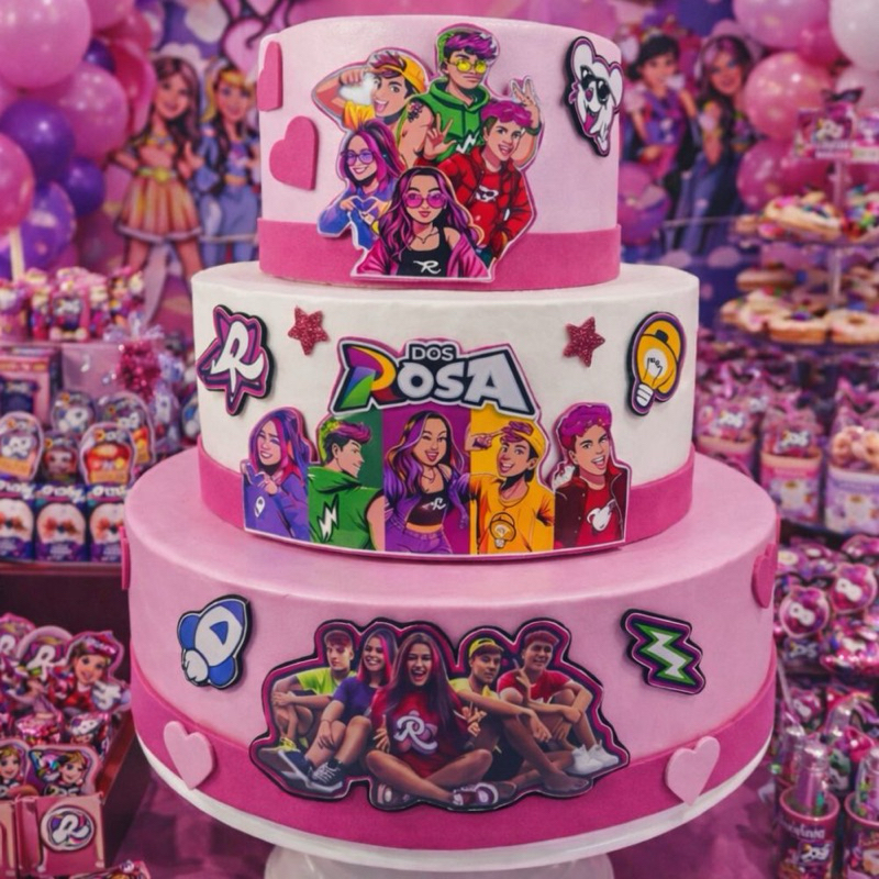 Bolo Fake Decorativo Tema Os Rosa