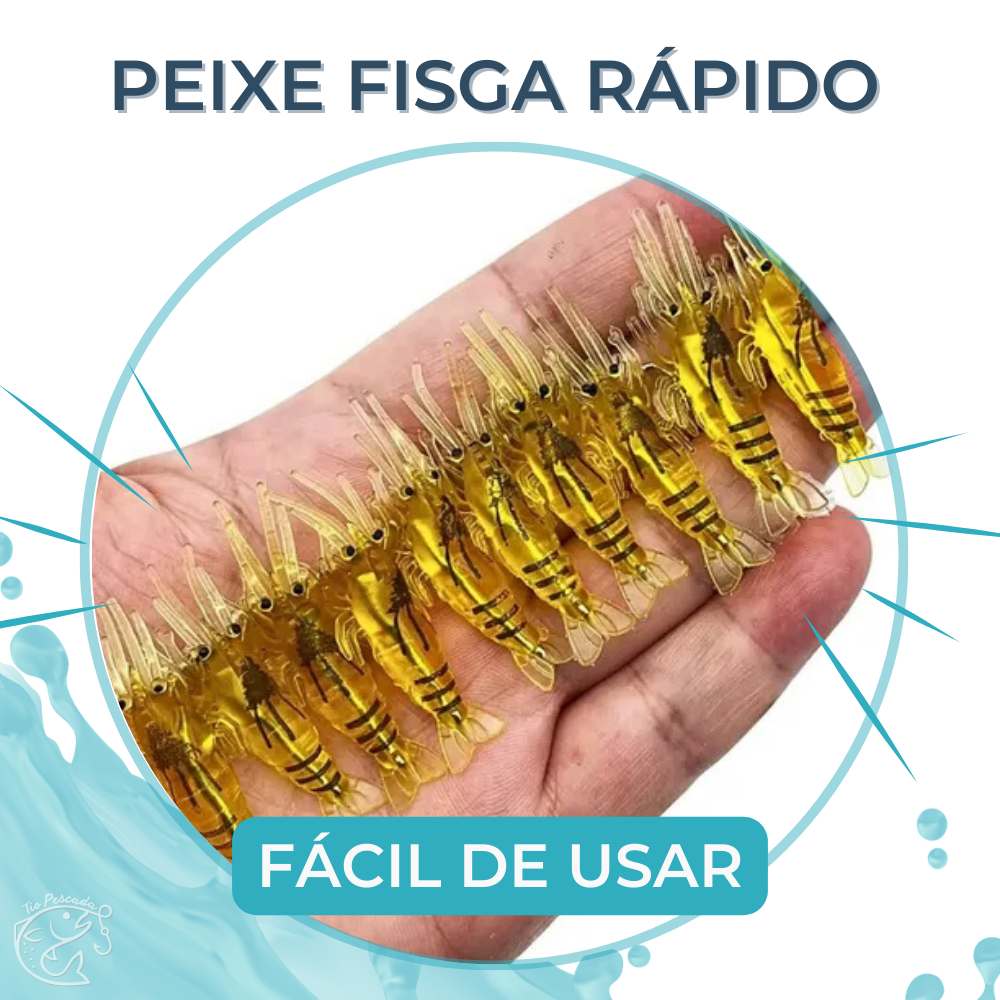 Kit Isca Camarão Artificial Silicone Soft Isca Macia Realista para Pesca Rio Lago Pesqueiro