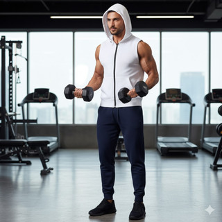 Camiseta Machão Masculina Com Capuz Ziper E Bolso Canguru Esporte