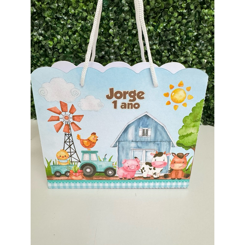 Sacolinha surpresa fazendinha azul/ PEGUE E MONTE/ lembrancinhas fazendinha/ personalizados fazendinha menino