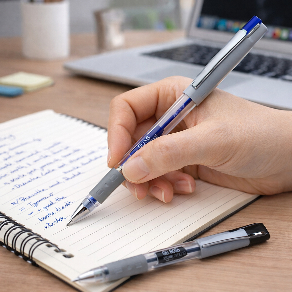 Caneta Gel Boss 0.55 Azul e Preta Caneta Esferografica Caneta Colorida Jocar Office